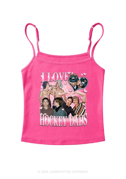 Pink Heart I Love Hockey Dads HR Y2K Spaghetti Strap Cami Cherrykitten
