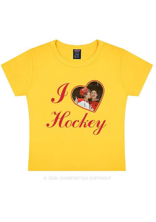 I Love Hockey HR Y2K Baby Tee Cherrykitten