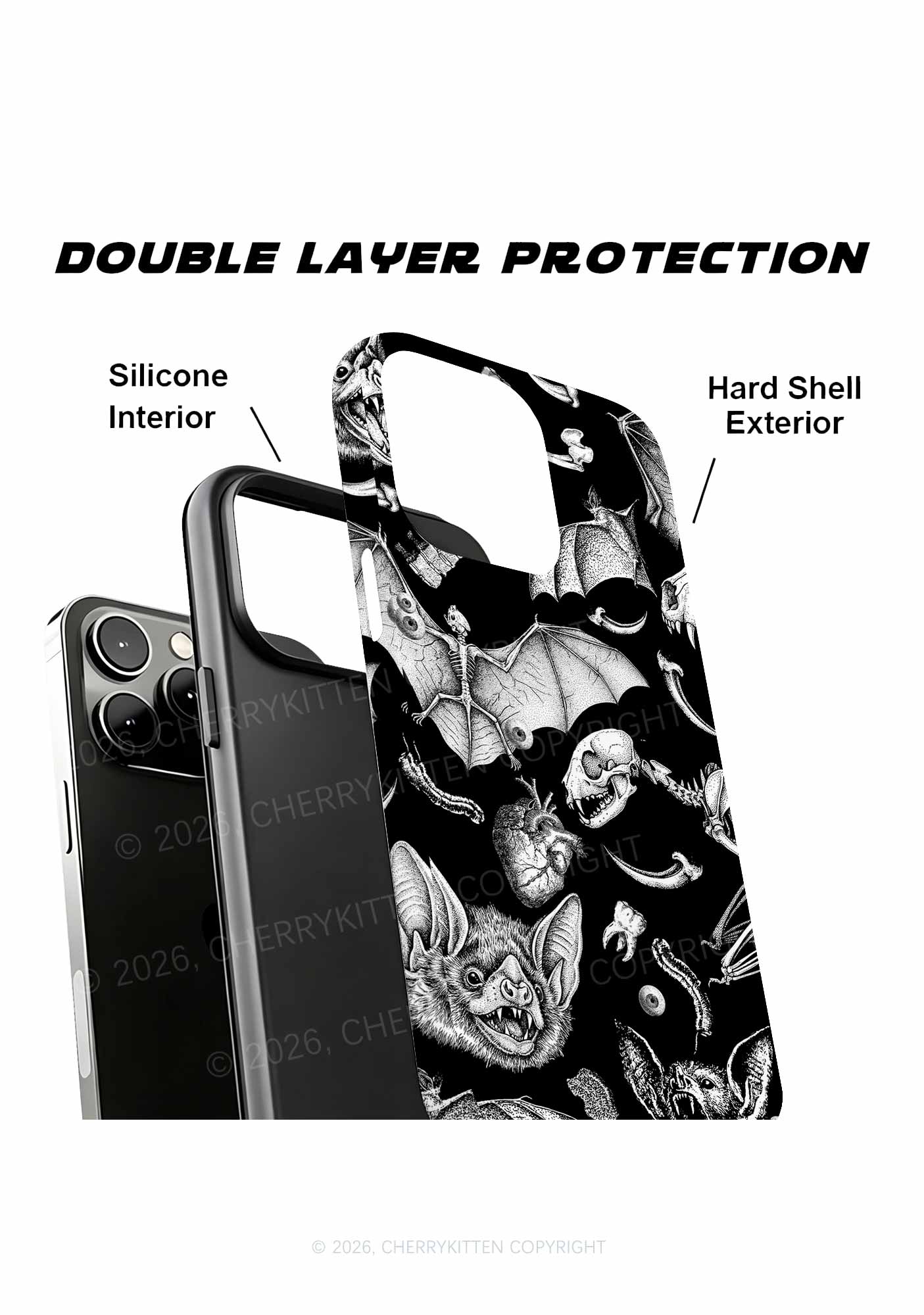 Halloween Goth Animal Bone Skull Y2K Phone Case Cherrykitten