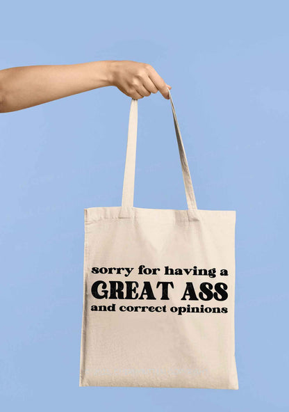 Sorry For Having Great Axx Y2K Canvas Tote Bag Cherrykitten