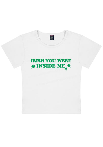 Irish You Were Inside Me St Patricks Y2K Baby Tee Cherrykitten