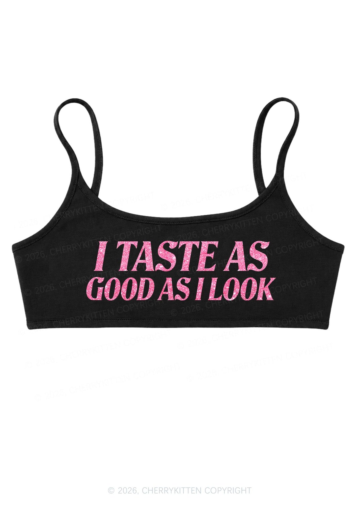 Glitter I Taste Good Y2K Super Crop Cami Cherrykitten