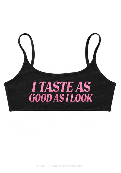 Glitter I Taste Good Y2K Super Crop Cami Cherrykitten