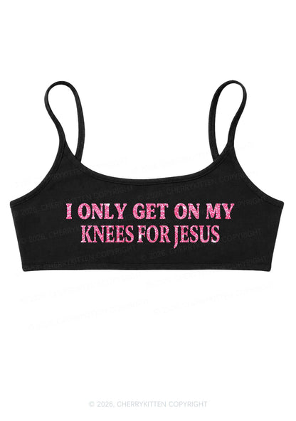 Glitter Get On My Knees For Jesus Y2K Super Crop Cami Cherrykitten