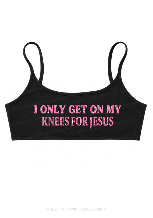 Glitter Get On My Knees For Jesus Y2K Super Crop Cami Cherrykitten