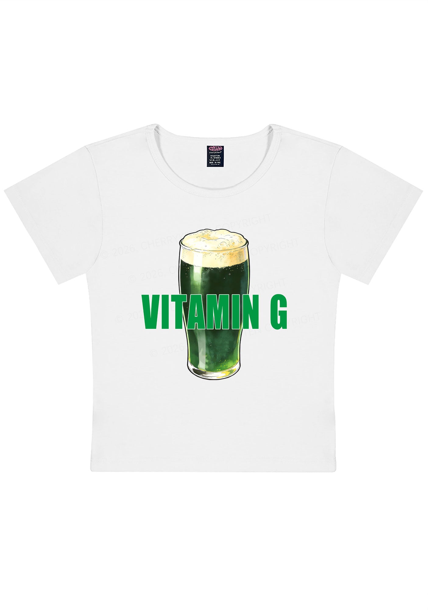 Vitamin G St Patricks Y2K Baby Tee Cherrykitten