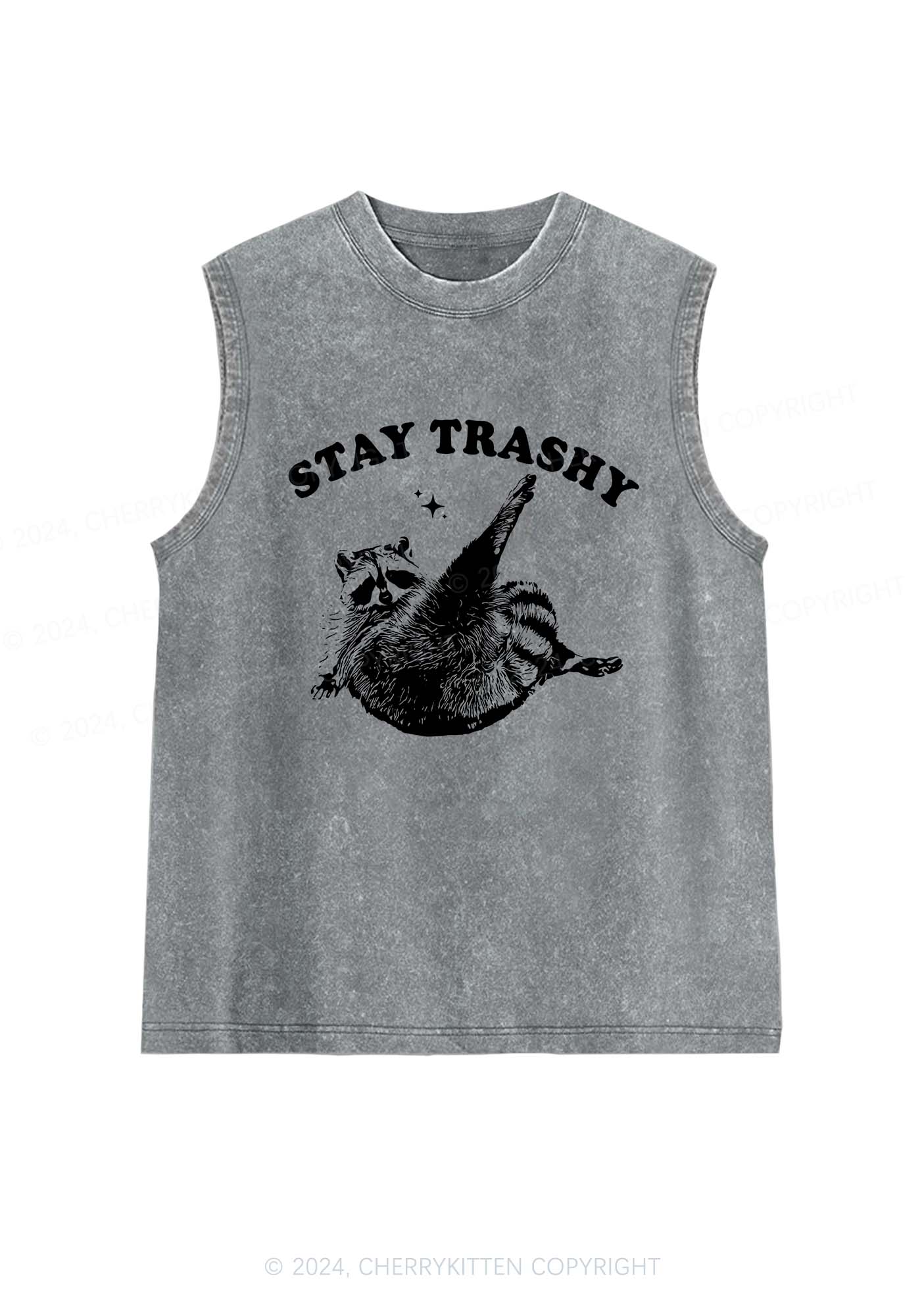 Raccoon Stay Trashy Y2K Washed Tank Cherrykitten
