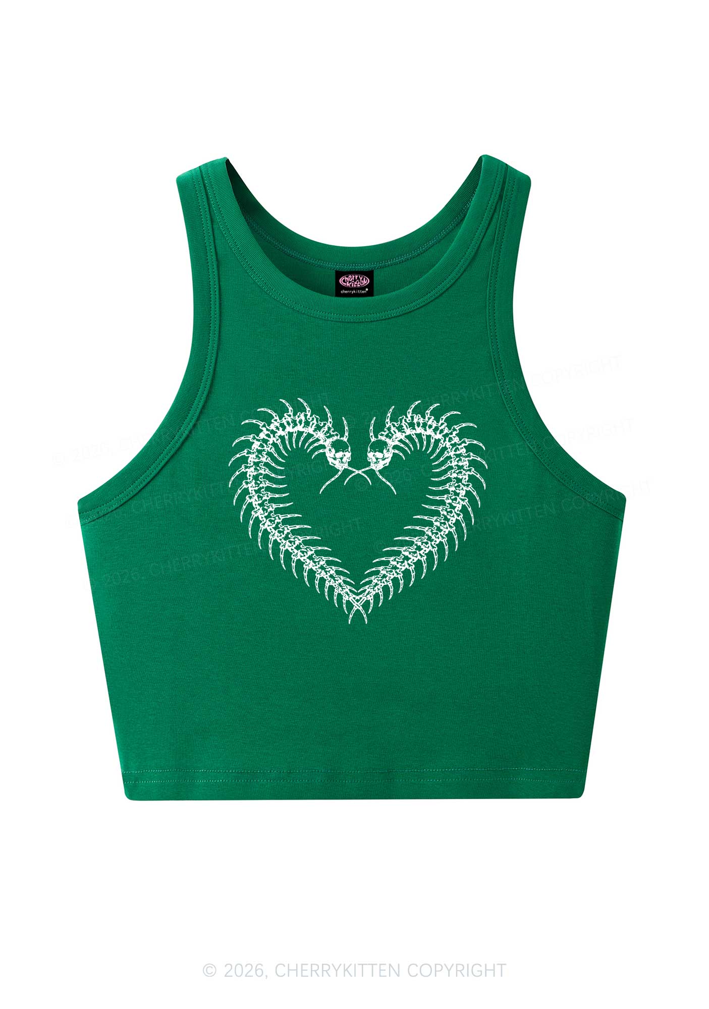 Halloween Centipede Heart Shape Y2K Crop Tank Top Cherrykitten