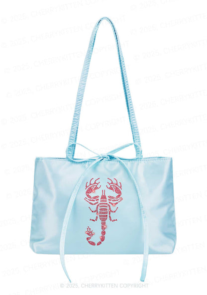 hinestone Red Scorpion Y2K Satin Bags Cherrykitten