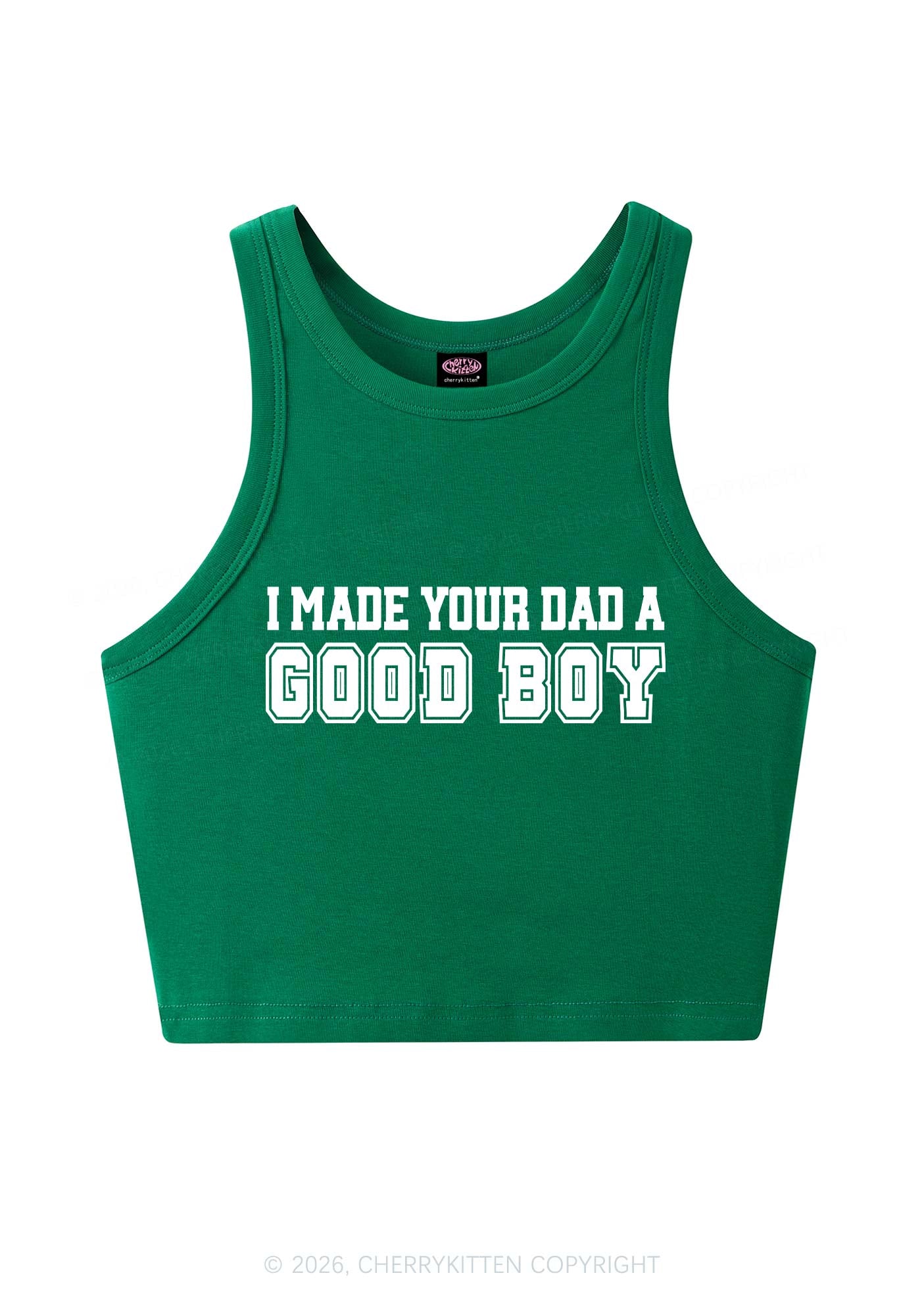 Made Your Dad A Good Boy Y2K Crop Tank Top Cherrykitten