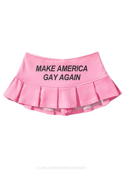 Make America Gay Again Pride Y2K Mini Pleated Skirts Cherrykitten