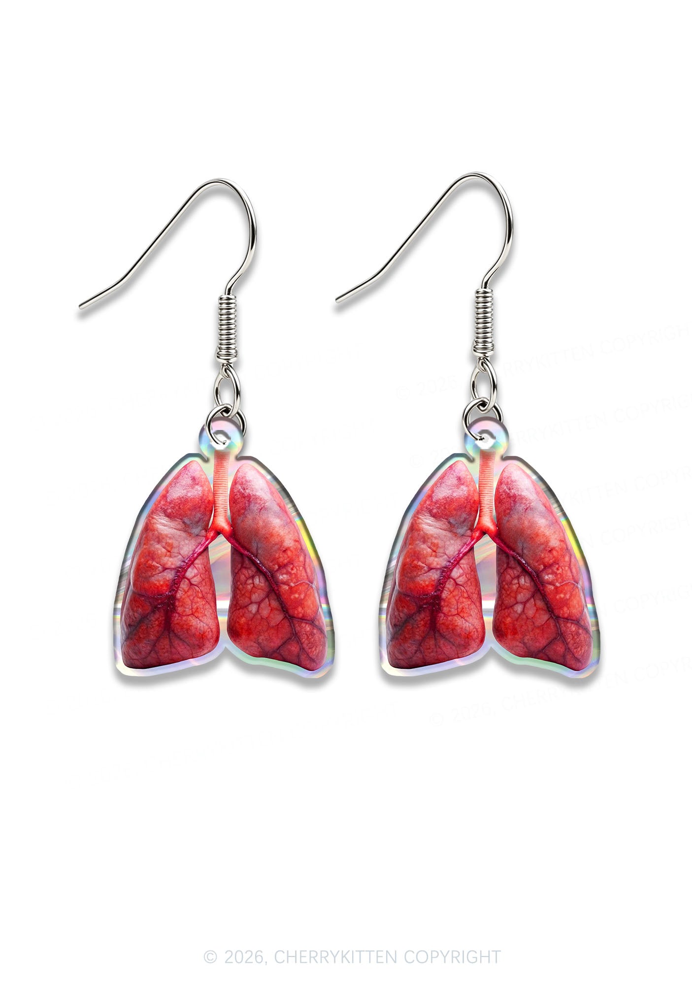 Halloween Blood Lungs Y2K Acrylic Earrings Cherrykitten