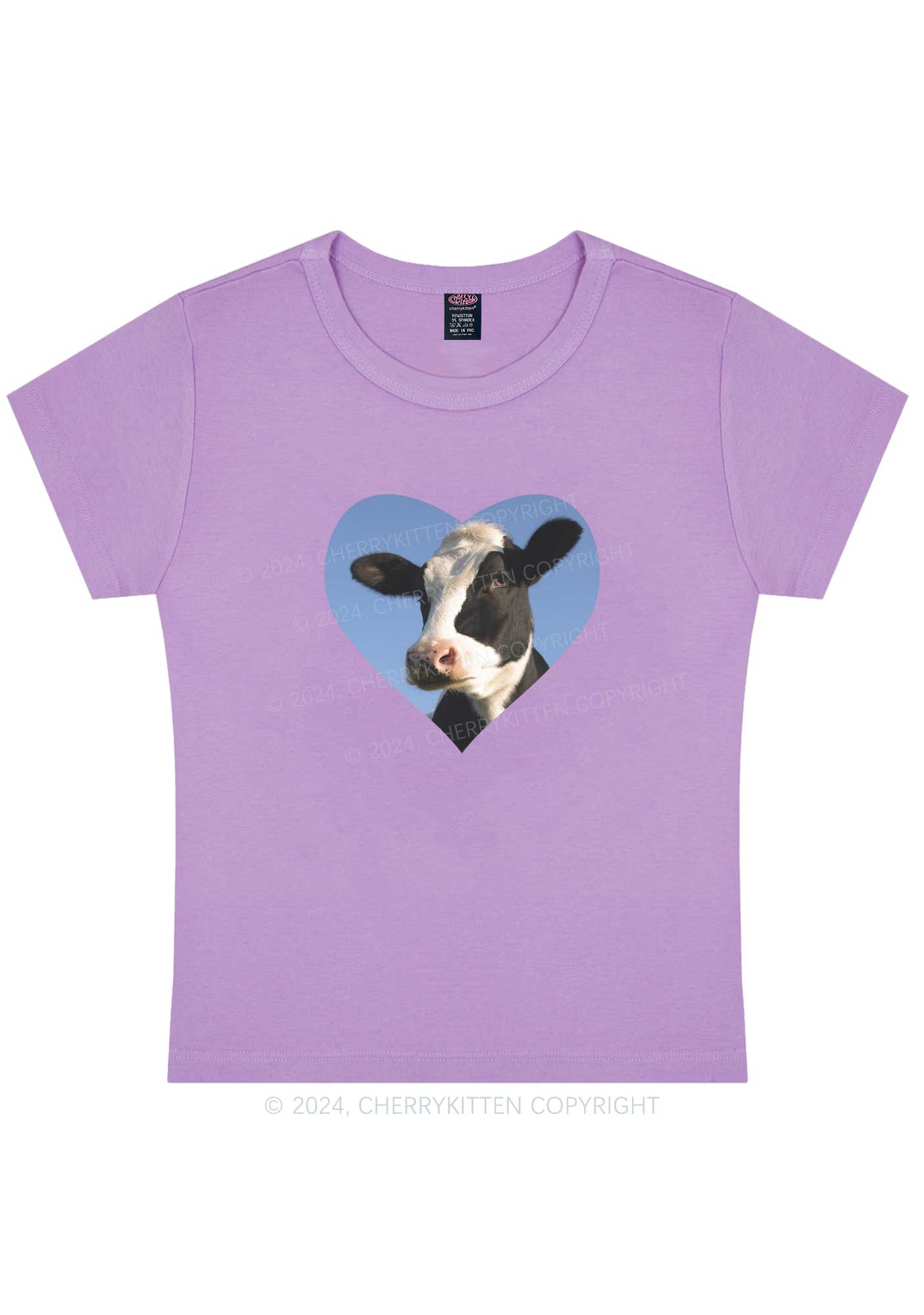 Curvy Attentive Cow Y2K Baby Tee Cherrykitten