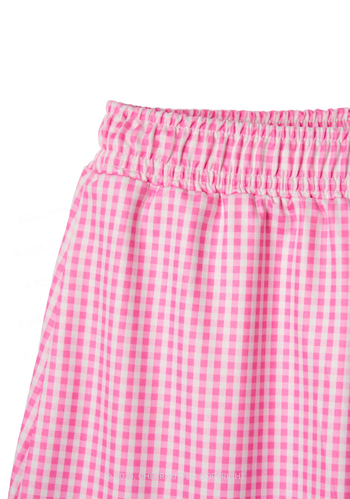 Plain Y2K Pink Gingham Boxer Men Shorts Cherrykitten