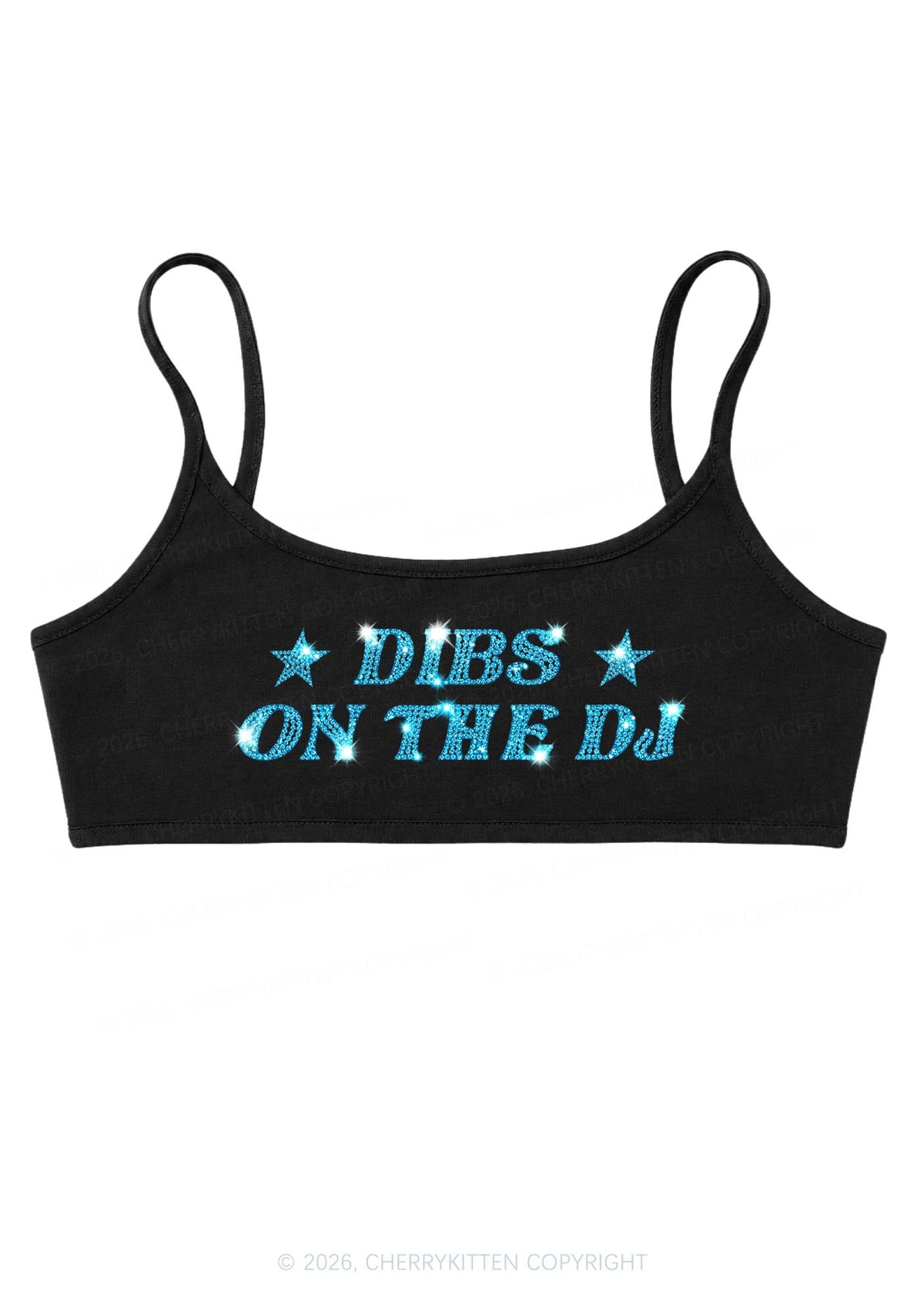 Rhinestone Dibs On The Dj Y2K Super Crop Cami Cherrykitten