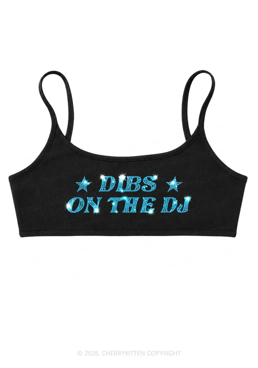 Rhinestone Dibs On The Dj Y2K Super Crop Cami Cherrykitten