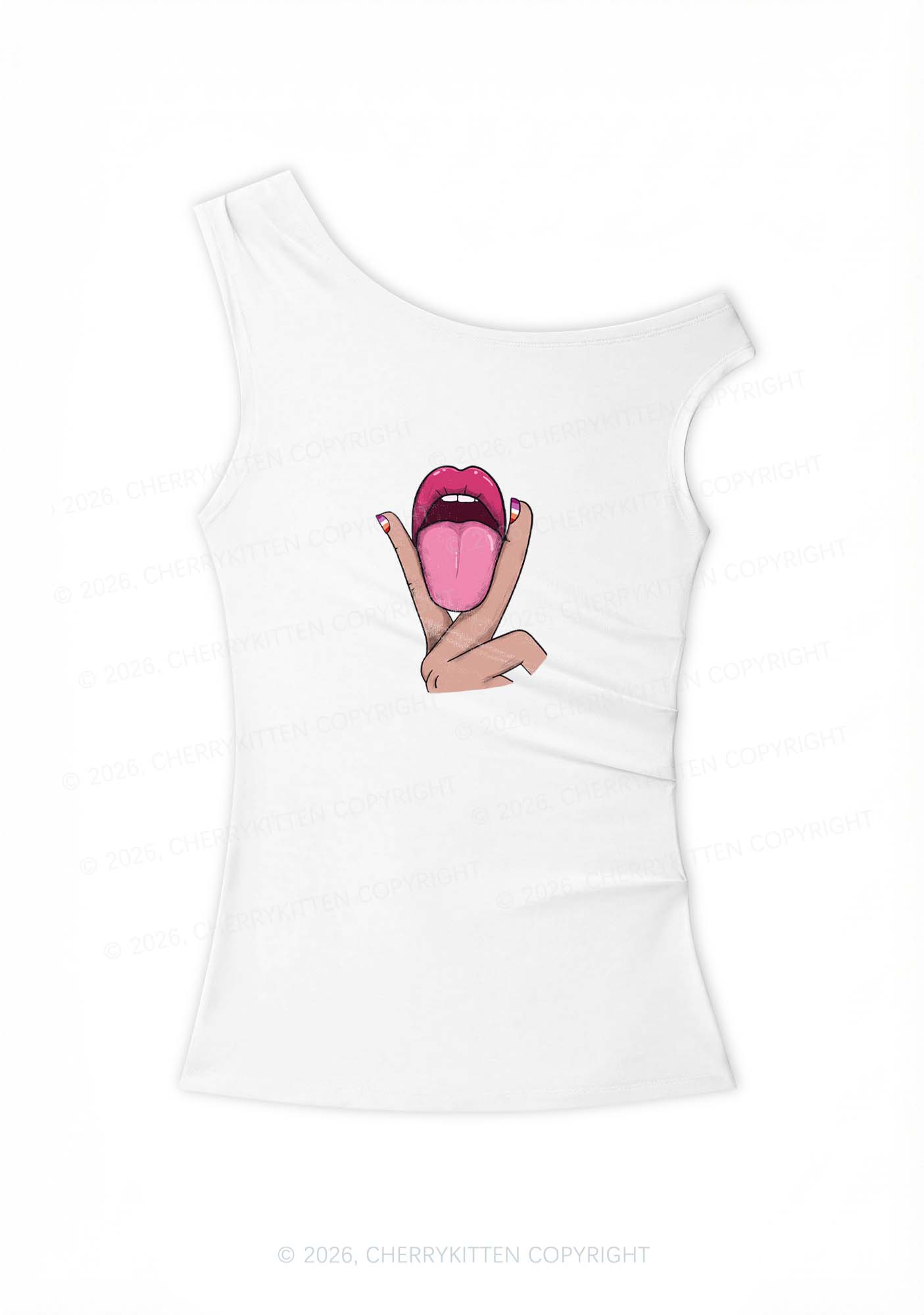 Lesbian Kissing Pride Y2K Off Shoulder Tank Top Cherrykitten