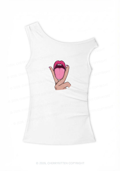 Lesbian Kissing Pride Y2K Off Shoulder Tank Top Cherrykitten