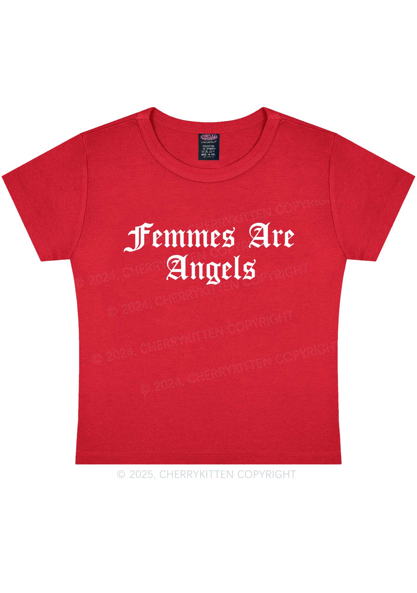 Femmes Are Angels Y2K Baby Tee Cherrykitten