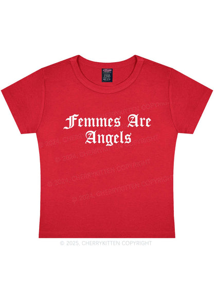 Femmes Are Angels Y2K Baby Tee Cherrykitten