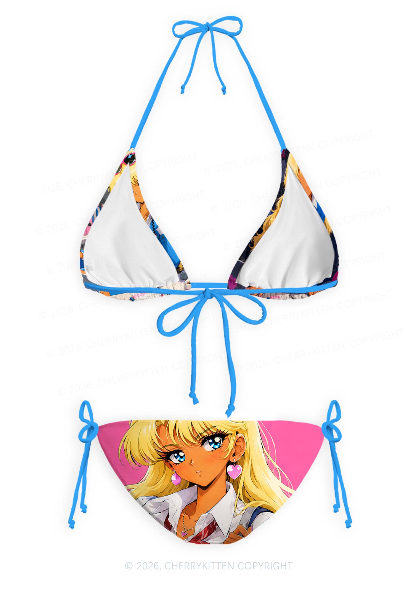 Anime Girl Y2K Print Bikini Set Cherrykitten