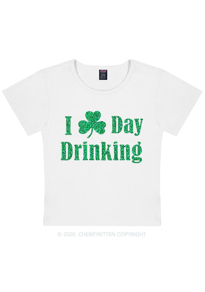 Glitter I Love Day Drinking St Patricks Y2K Baby Tee Cherrykitten