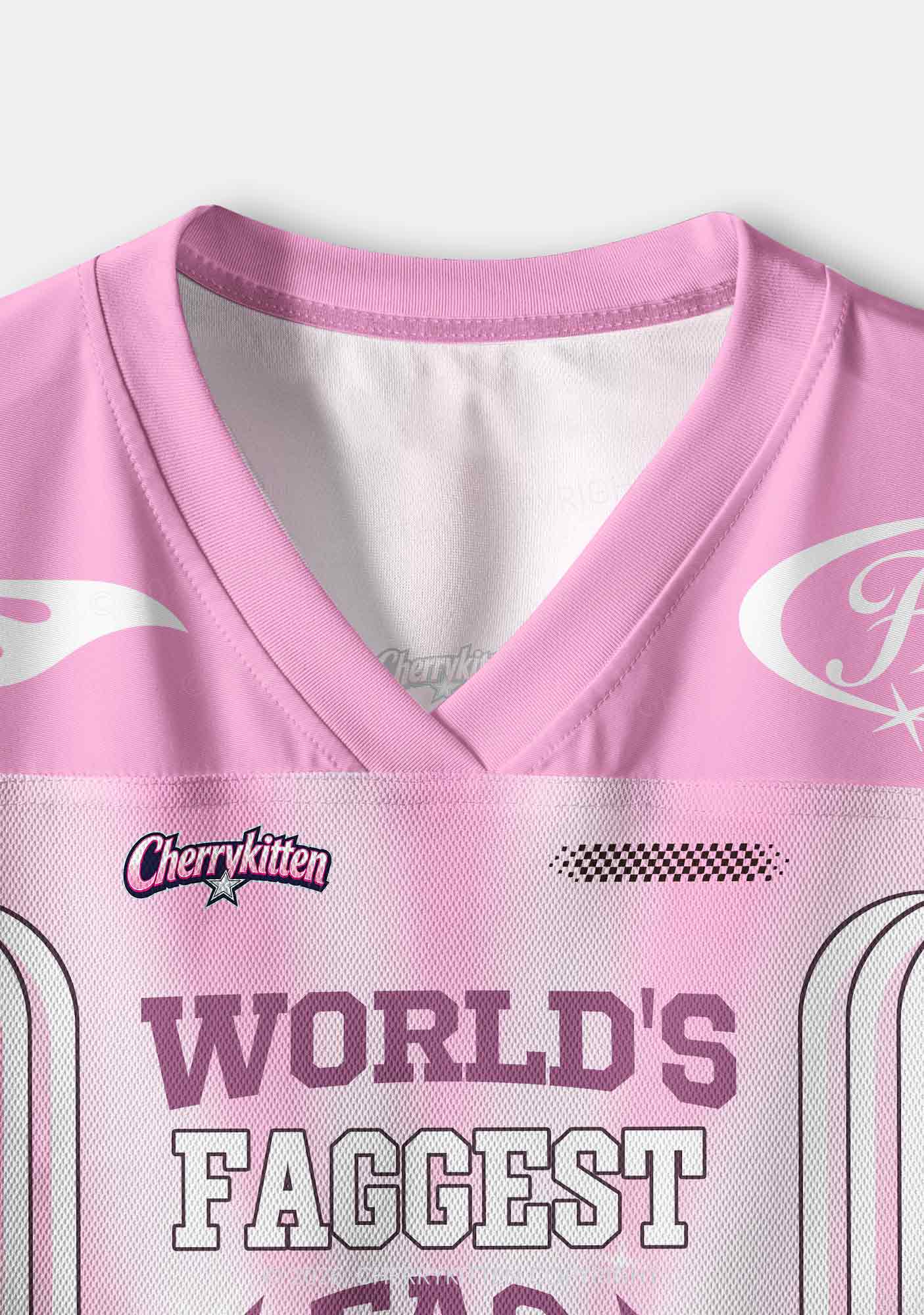 Worlds Faggest Fag Pride Y2K Crop Sport Jersey Shirts Cherrykitten