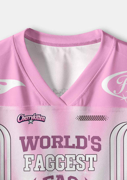 Worlds Faggest Fag Pride Y2K Crop Sport Jersey Shirts Cherrykitten