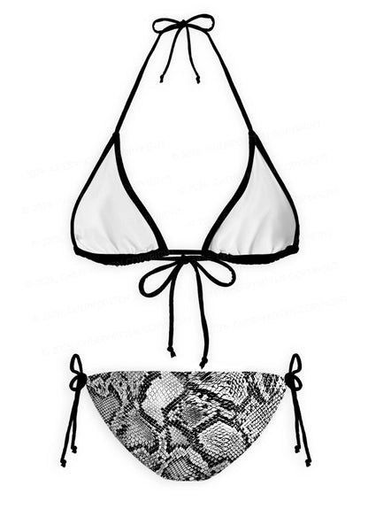Black Snake Skin Pattern Y2K Print Bikini Set Cherrykitten