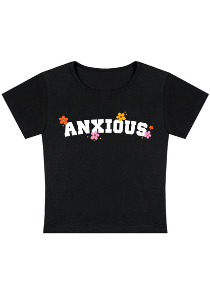 Floral Anxious Y2K Baby Tee