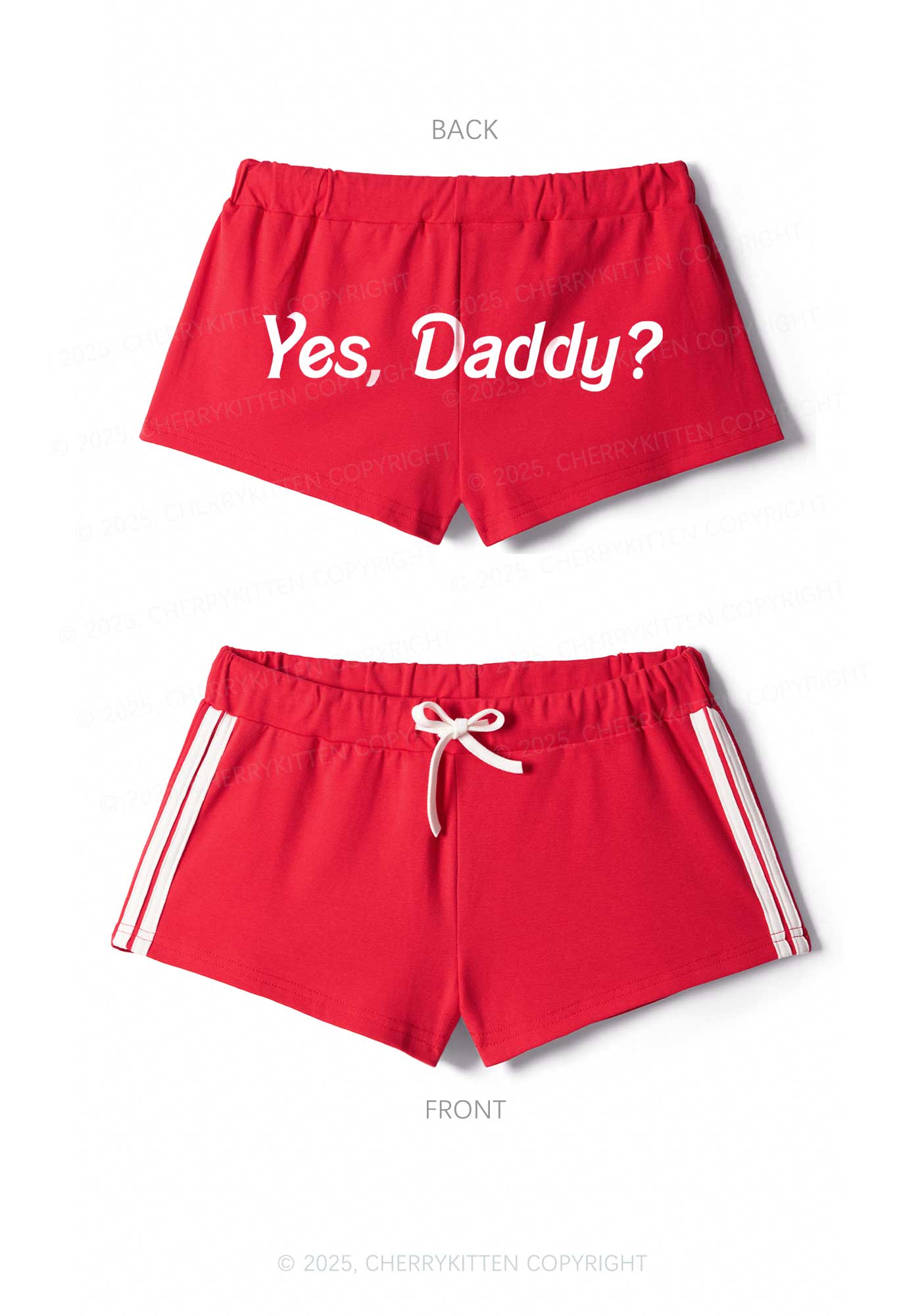 Yes Daddy Y2K Drawstring Mini Shorts Cherrykitten