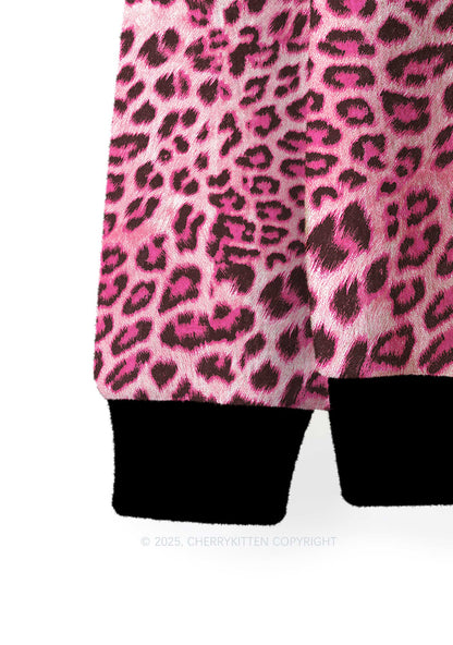 Pink Leopard Y2K Christmas Knit Sweatshirt Cherrykitten