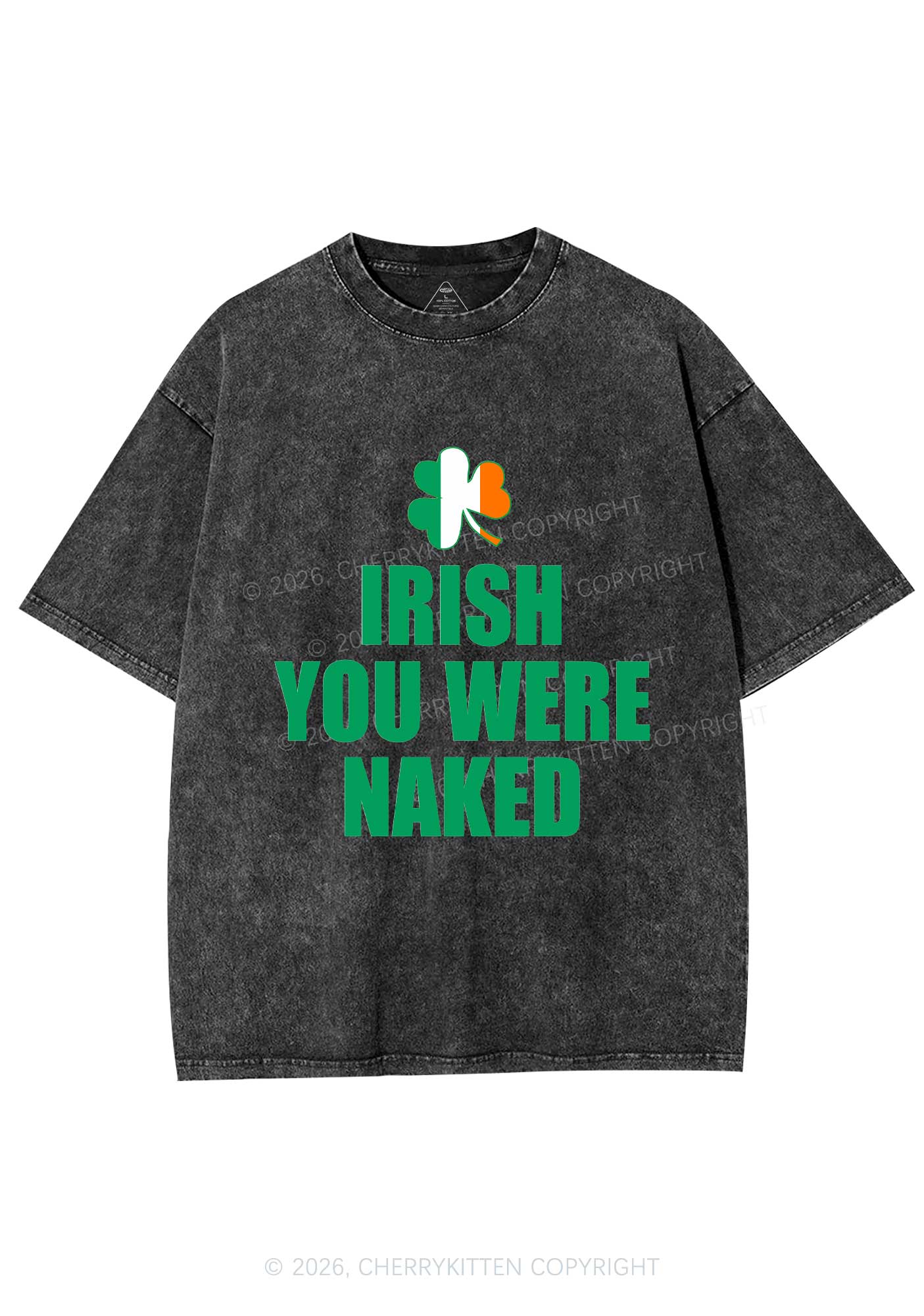 Irish You Were Naked St Patricks Y2K Shirts Washed Tee Cherrykitten