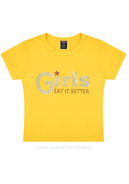 Rhinestone Girls Eat It Better Pride Y2K Baby Tee Cherrykitten