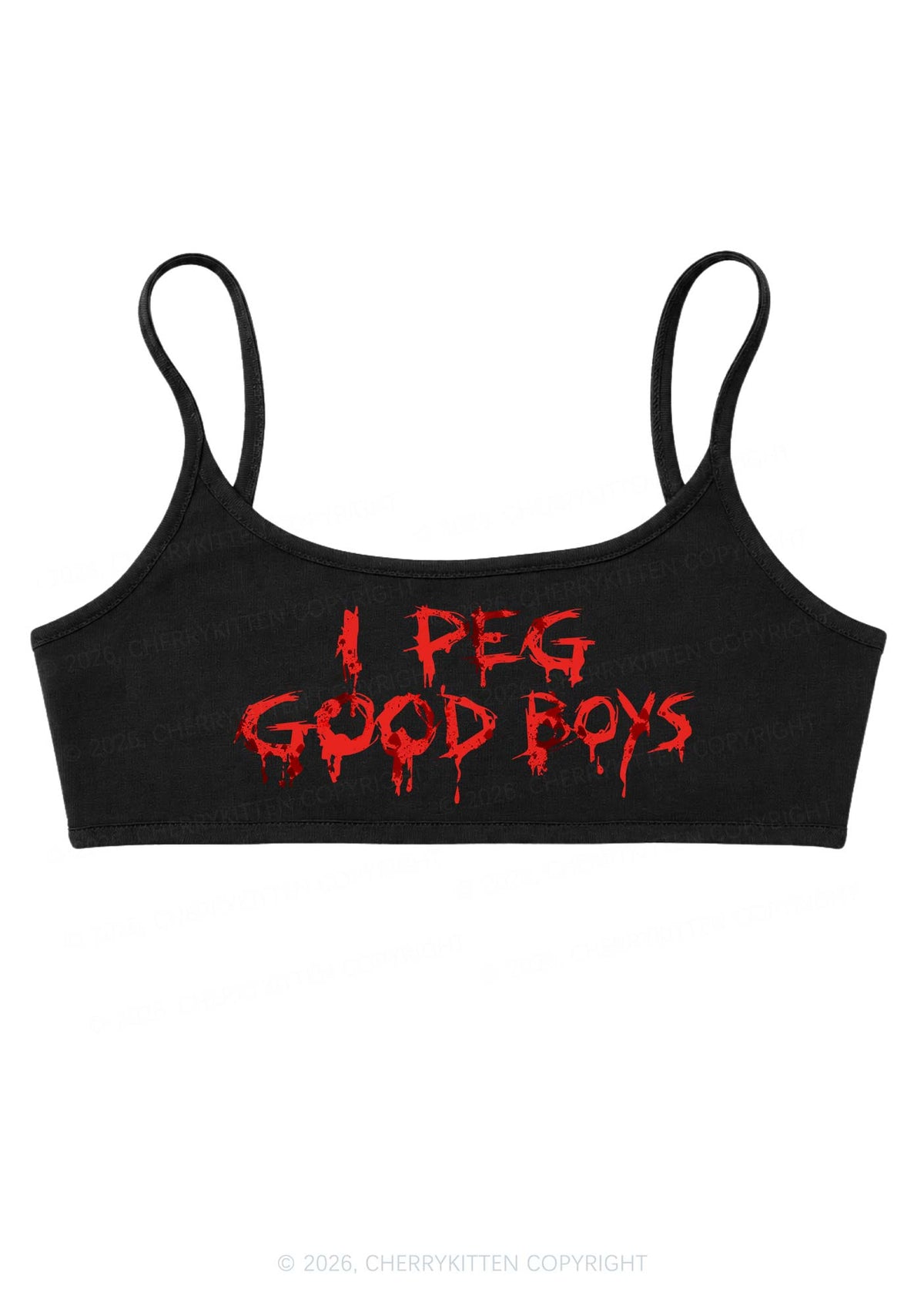 Halloween Blood Drip I Peg Good Boys Y2K Super Crop Cami Cherrykitten