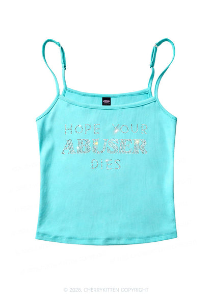 Rhinestone Abuser Dies Y2K Spaghetti Strap Cami Cherrykitten