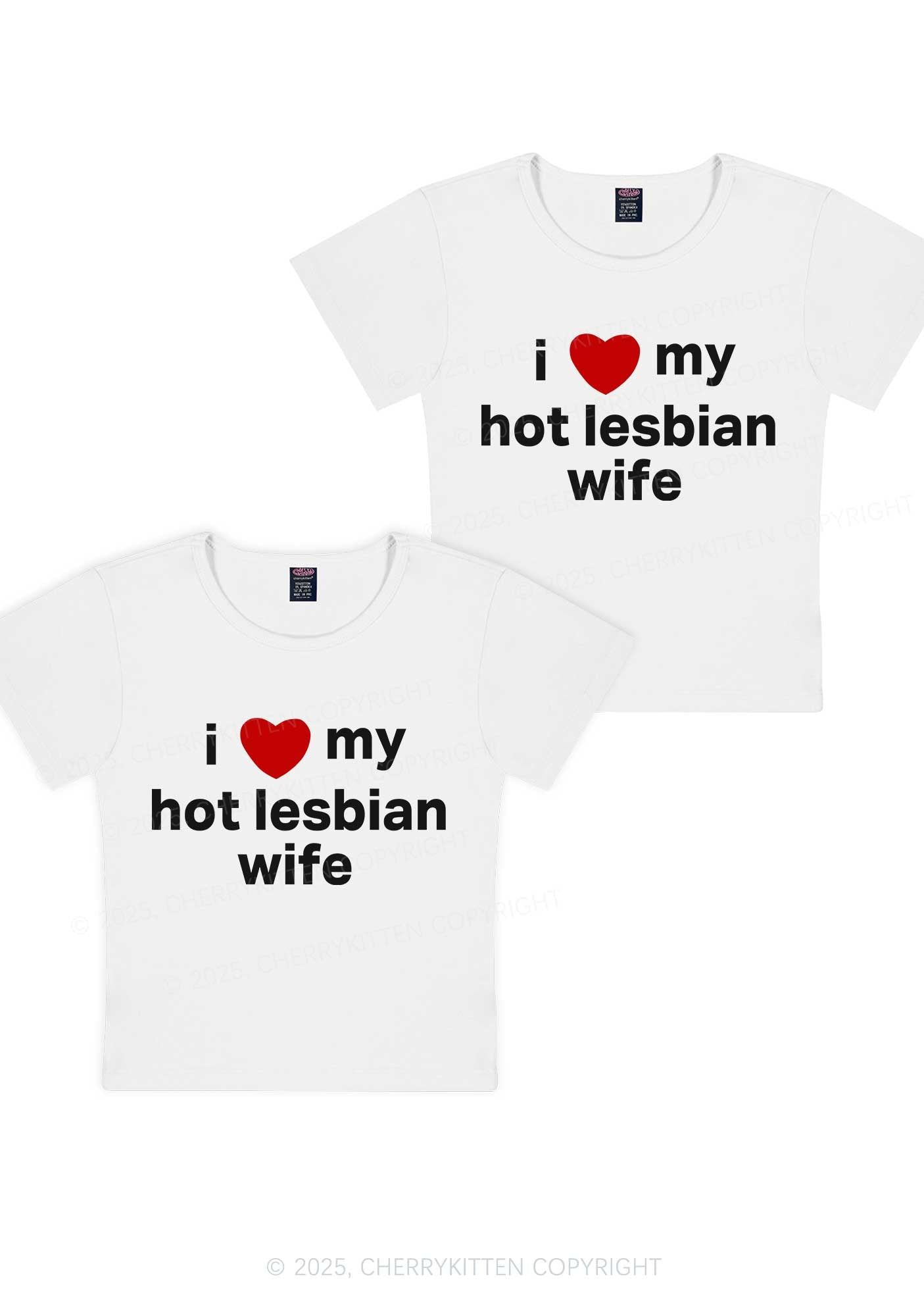 Love My Hot Lesbian Wife Y2K Valentine's Day Baby Tee Cherrykitten