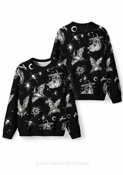 Halloween Witch Bats Skulls Y2K Christmas Knit Sweatshirt Cherrykitten