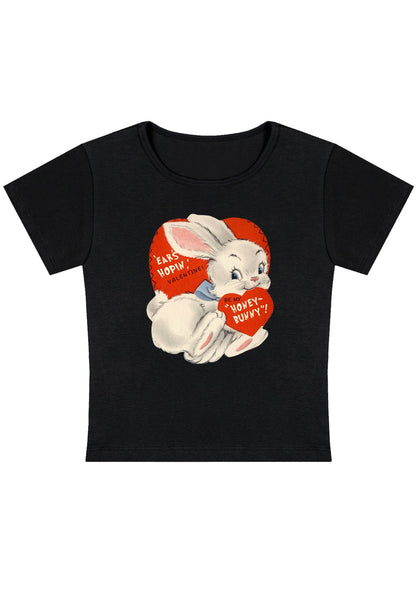 Curvy Ears Hopin Valentine Be My Honey Bunny Baby Tee