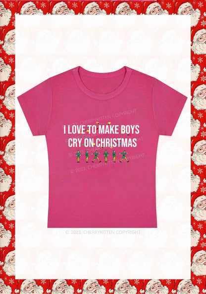 I Love To Make Boys Cry On Christmas Y2K Baby Tee Cherrykitten