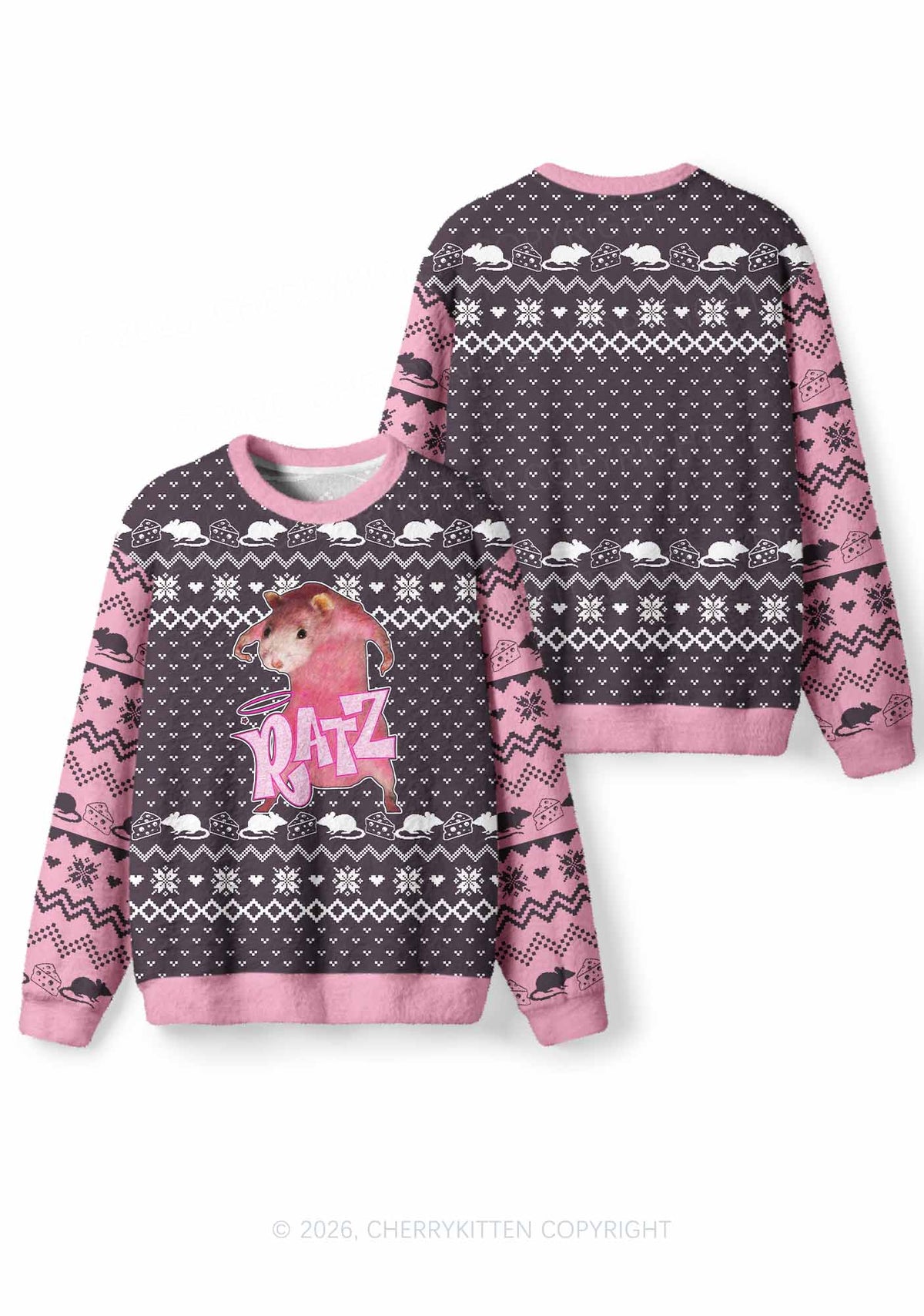 Pink Ratz Y2K Christmas Knit Sweatshirt Cherrykitten