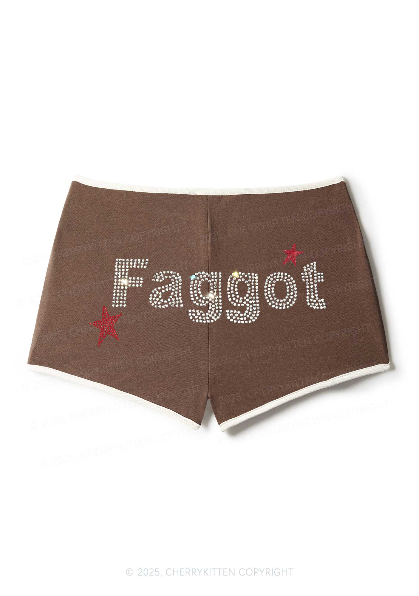 Rhinestone Faggot Pride Y2K Booty Shorts Cherrykitten