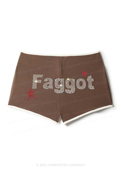 Rhinestone Faggot Pride Y2K Booty Shorts Cherrykitten