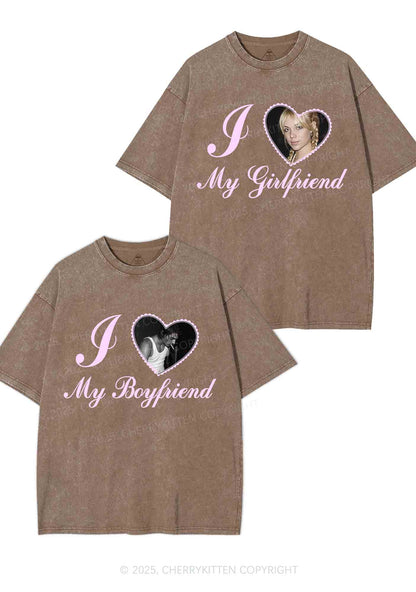 Custom Heart My BF GF Y2K Valentine's Day Washed Tee Cherrykitten