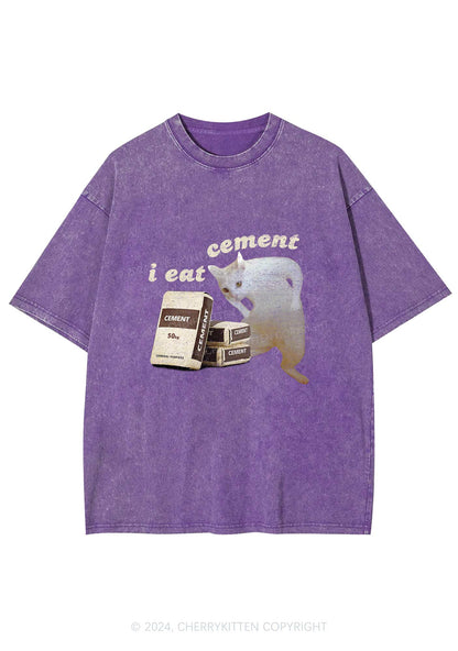I Eat Cement Y2K Washed Tee Cherrykitten