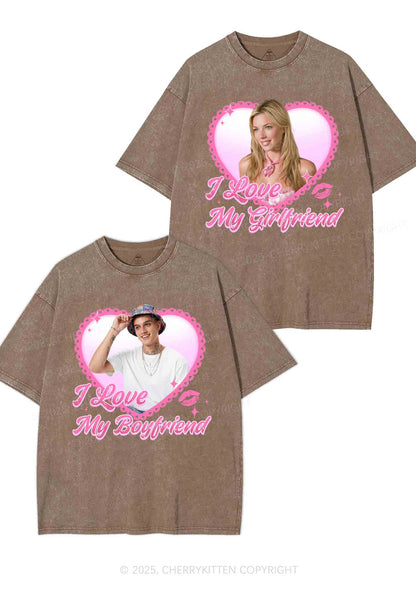 Custom Love My GF BF Photo Y2K Valentine's Day Washed Tee Cherrykitten