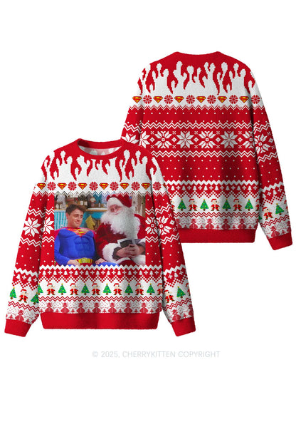 Super Santa Y2K Christmas Knit Sweatshirt Cherrykitten