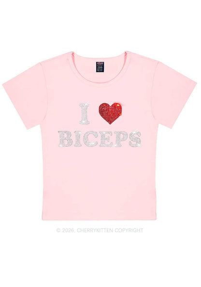 Rhinestone I Love Biceps Y2K Baby Tee Cherrykitten