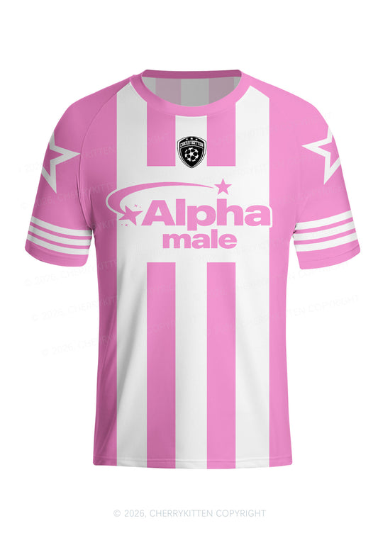 Alpha Male Pink White Stripes Pride Y2K Football Jersey Shirts Cherrykitten