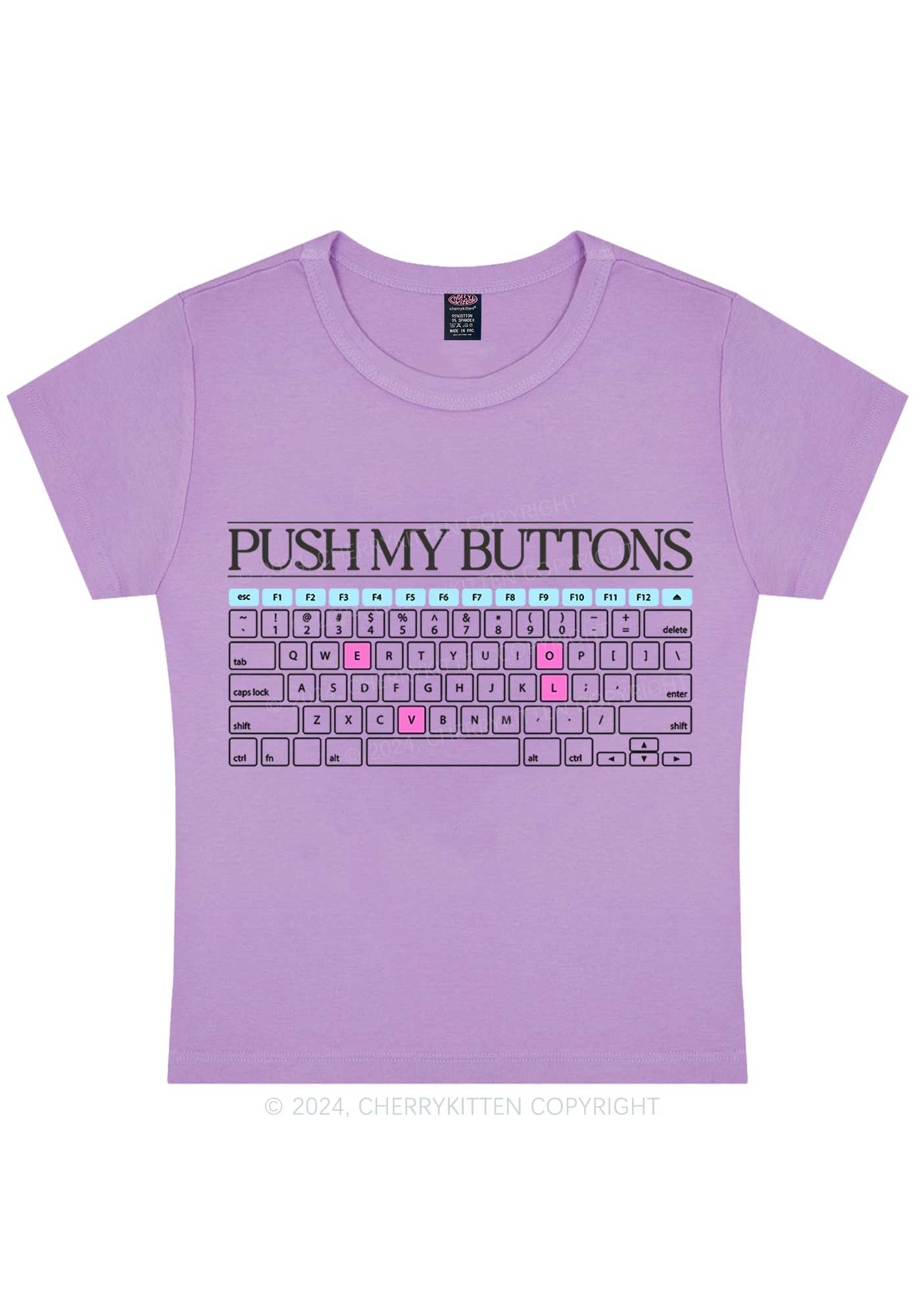 Push My Buttons Y2K Baby Tee Cherrykitten